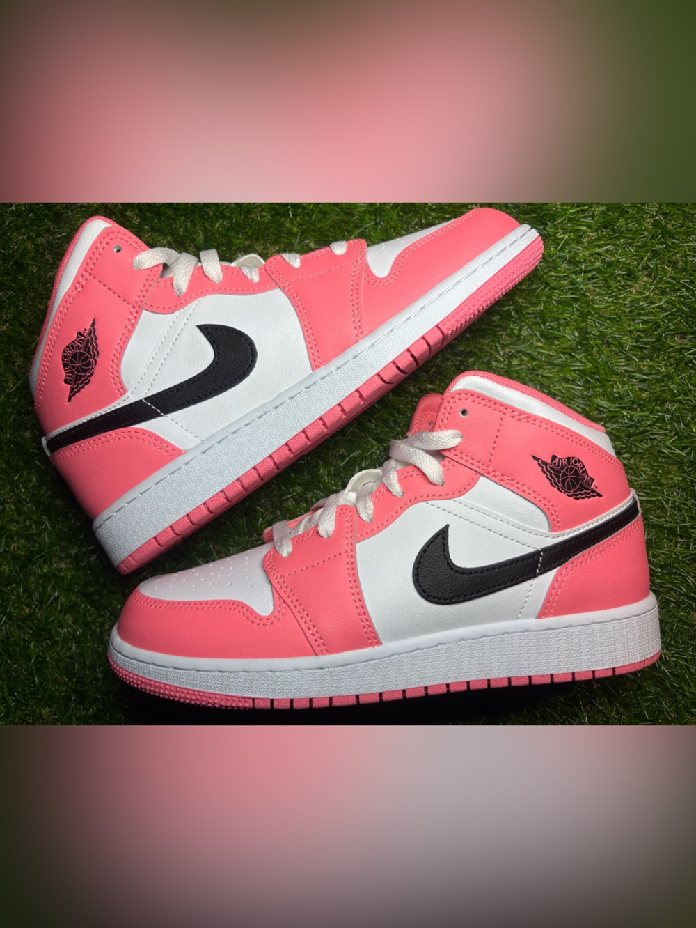 Nike Air Jordan’s coral, White & Black High-Top 6.5 youth, 8 women’s